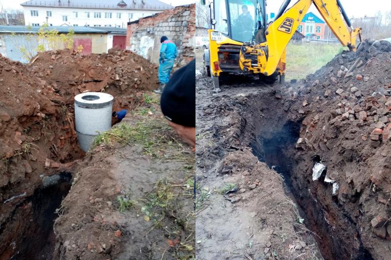 Ведутся работы по строительству новой канализации и водопроводной сети в производственных мастерских колледжа по ул. Гоголя