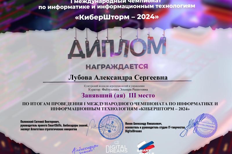 I Международный чемпионат по информатике и информационным технологиям «КиберШторм – 2024»