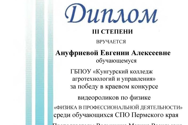Краевой конкурс видеороликов «Физика в профессиональной деятельности»