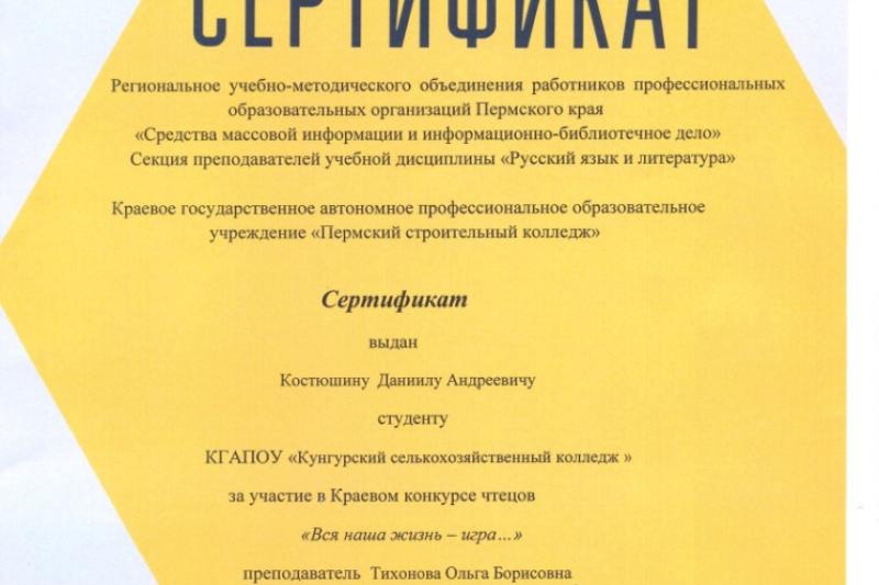 Краевой конкурс чтецов « Вся наша жизнь – игра…»