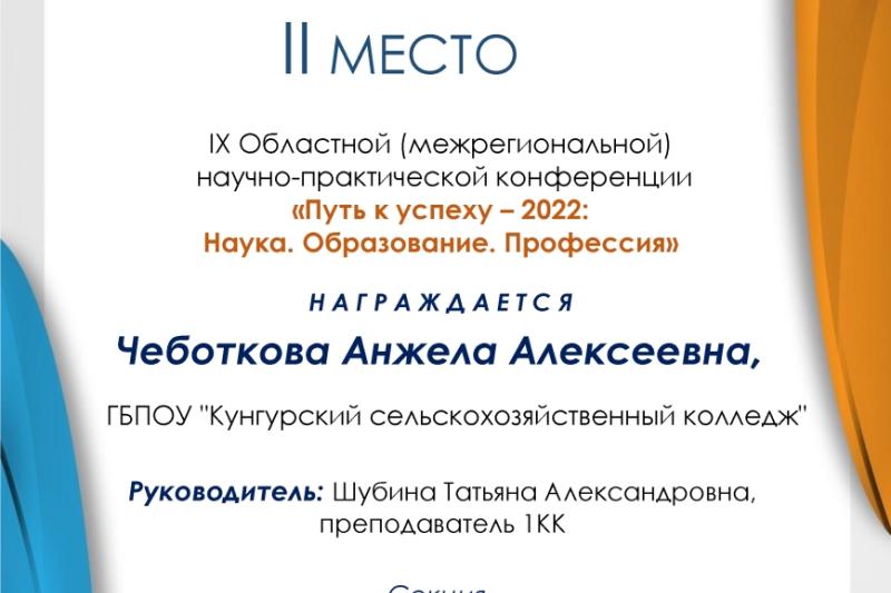 IX Областная (межрегиональная) научно-практическая конференция студентов «Путь к успеху-2022: Образование. Наука. Профессия»