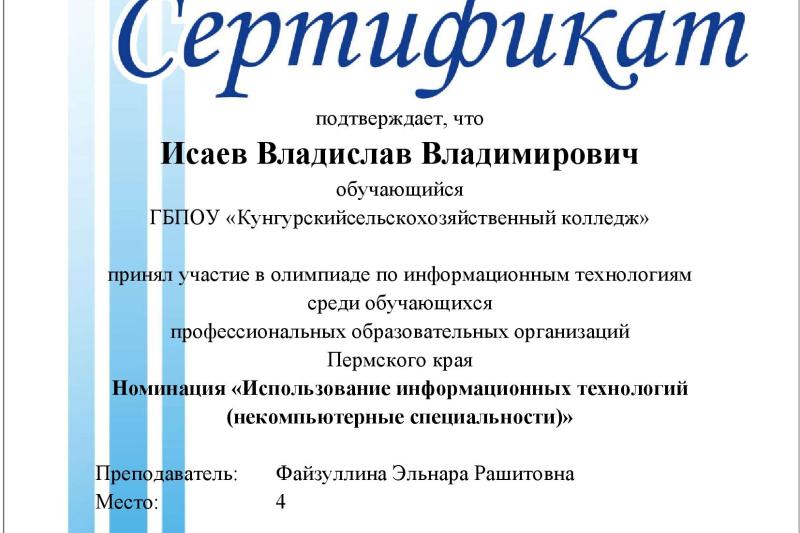 Краевая олимпиада по информационным технологиям. Номинация «Использование информационных технологий»