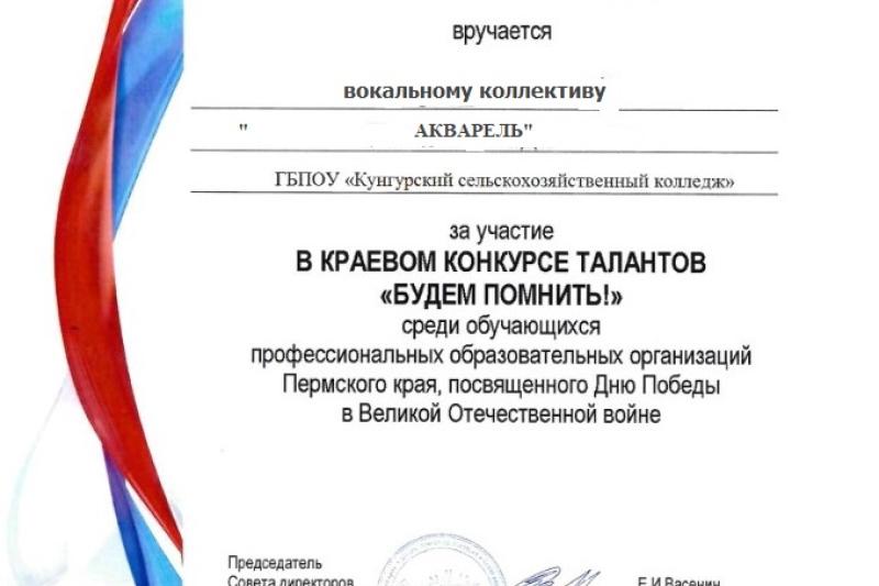 Мы призеры краевого конкурса «Будем помнить»